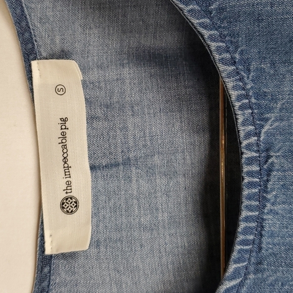 THE Impeccable Pig Chambray Minimalist Beachy Boho Top Small - Picture 2 of 8